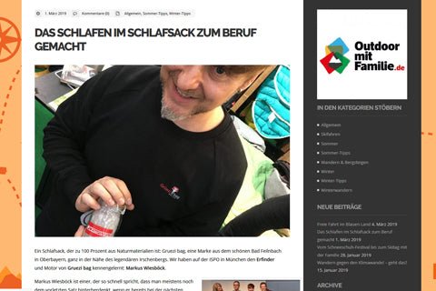 Online Blog 'Outdoor mit Familie' interviewt Markus Wiesboeck von der Marke Gruezi bag