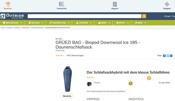 Winterschlafsack im Test- Onlinemagazin 'OUTSIDEstories' berichtet!