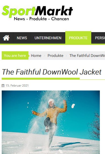 Die neue "The Faithful DownWool Jacket" im Sportmarkt