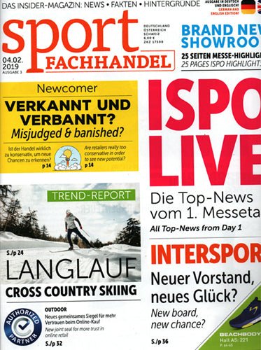 ISPO Highlight - das Insider-Magazin 'sport Fachhandel' berichtet!