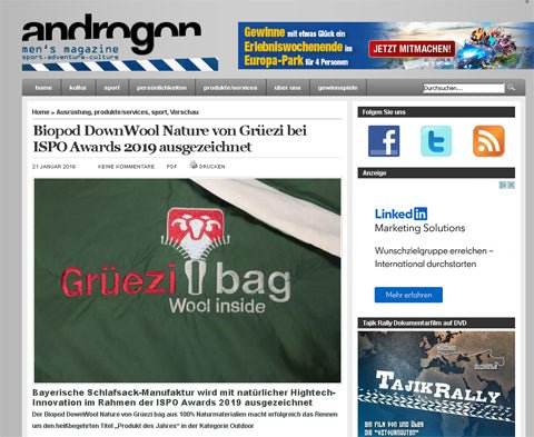 Bavarian sleeping bag wins the race - online magazine 'Androgon' informs!