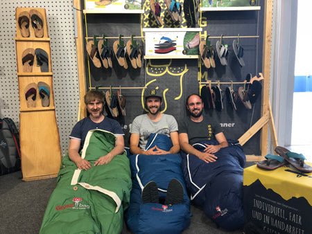 Sleeping bag break in Grüezi bag models at the professional trade fair in Mainhausen in July 2018