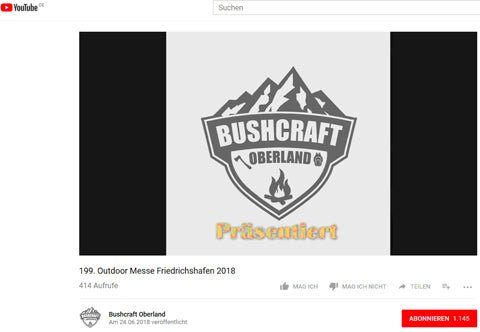 Grüezi bag wurde von Bushcraft Oberland auf der Outdoormesse Friedrichshafen 2018 entdeckt!