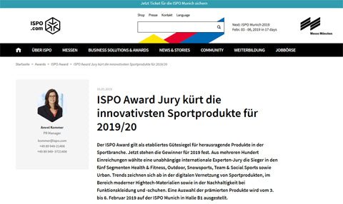 ISPO Award Jury prämiert die Preisträger für 2019