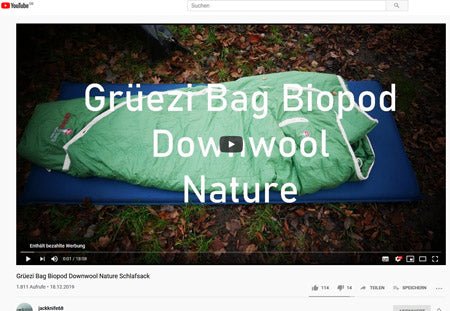 Youtuber 'Jackknife - Busch School Survival' tests Grüezi bag sleeping bag!