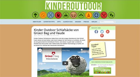 Le magazine 'Kinderoutdoor' recommande les sacs de couchage des fabricants de marque !