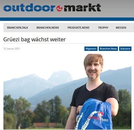 Le magazine 'Outdoor Markt' rapporte des nouvelles - expansion des ventes pour le sac Grüezi !