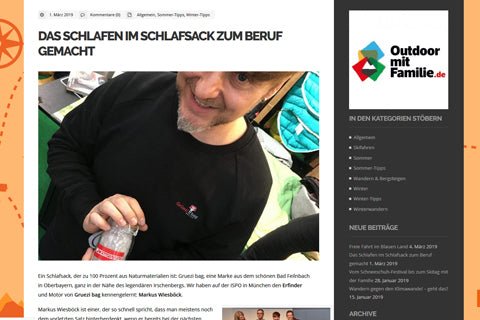 Online blog 'Outdoor with family' interviews Markus Wiesboeck from the Gruezi bag brand