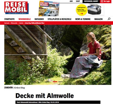 Une couverture pour tout - convainc le magazine 'Reise Mobil International' !