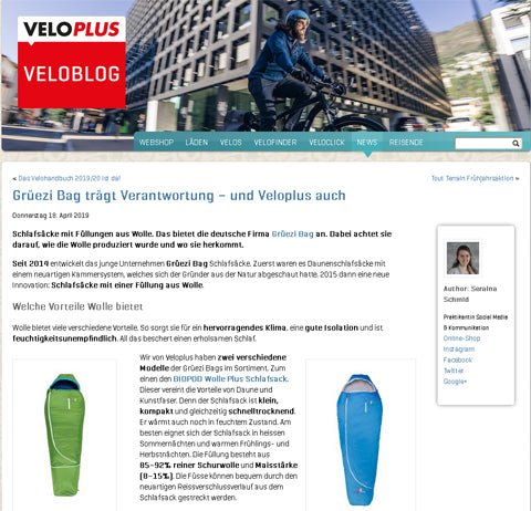 Veloplus berichtet - Nachhaltigkeit und Verantwortung bei Grüezi bag!