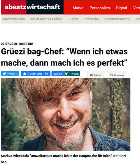 Grüezi bag brand award winner 2020 in an interview with 'absatzwirtschaft'!