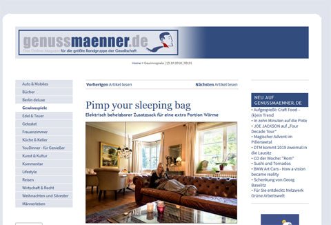 Farewell to cold feet - online magazine 'gnuemaenner.de' reports about the Feater - The Feet Heater