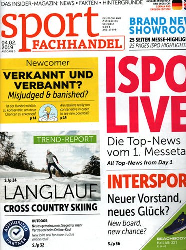 ISPO Highlight - le magazine d'initiés 'sport Fachhandel' rapporte!