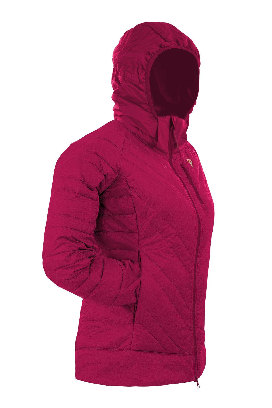 Kurtka Grüezi bag DownWool dla kobiet w kolorze różowym, widok z boku lekkiej, ocieplanej kurtki outdoorowej