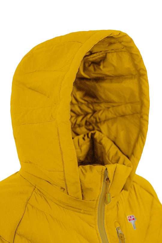Downwool jacke gelb Kapuze
