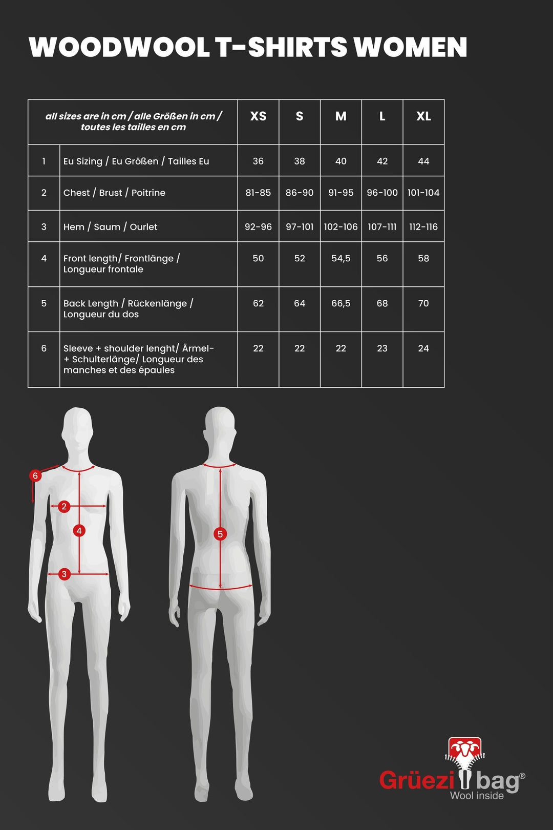 Woodwool Shirt Size chart