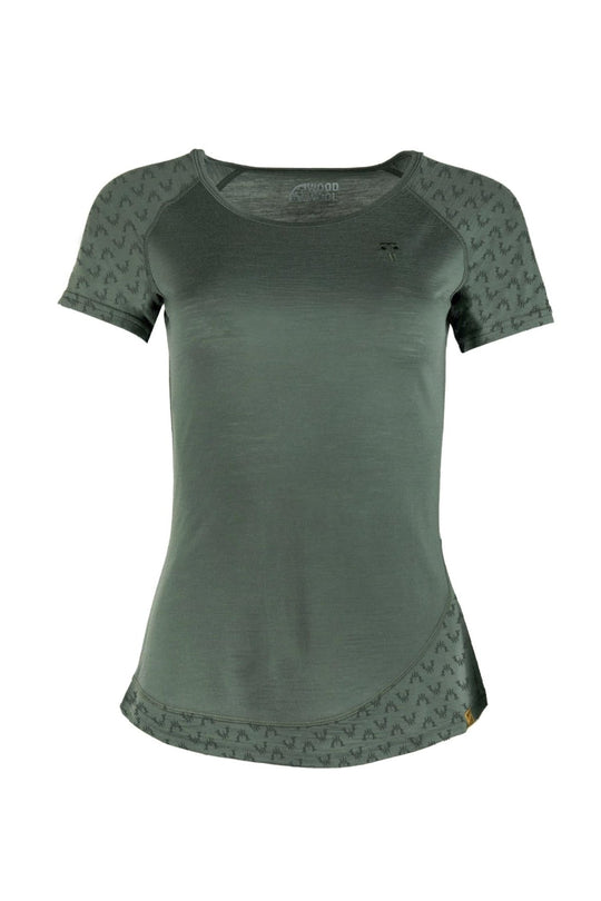 WoodWool T-shirt Lady Deanna Boulder Bayberry green