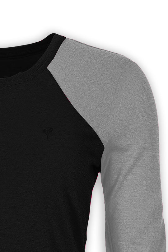 WoodWool Longsleeve Lady Phillippa | Black - Raspberry Red
