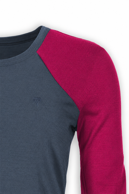 WoodWool Longsleeve Lady Phillippa | Ocean Cavern - Raspberry Red