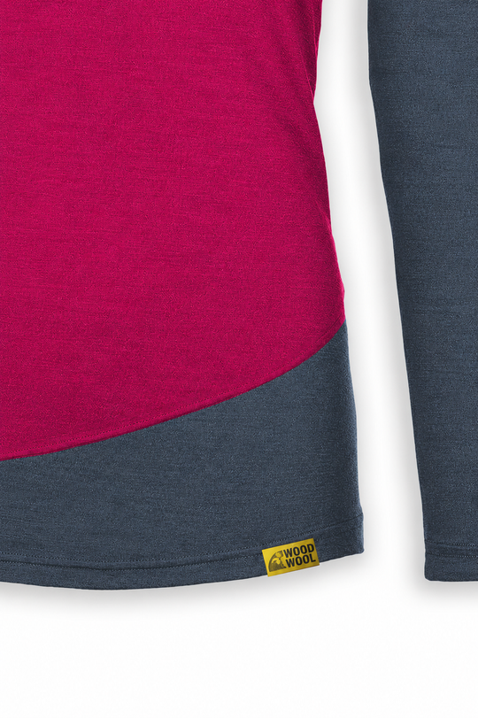 WoodWool Longsleeve Lady Phillippa | Ocean Cavern - Raspberry Red