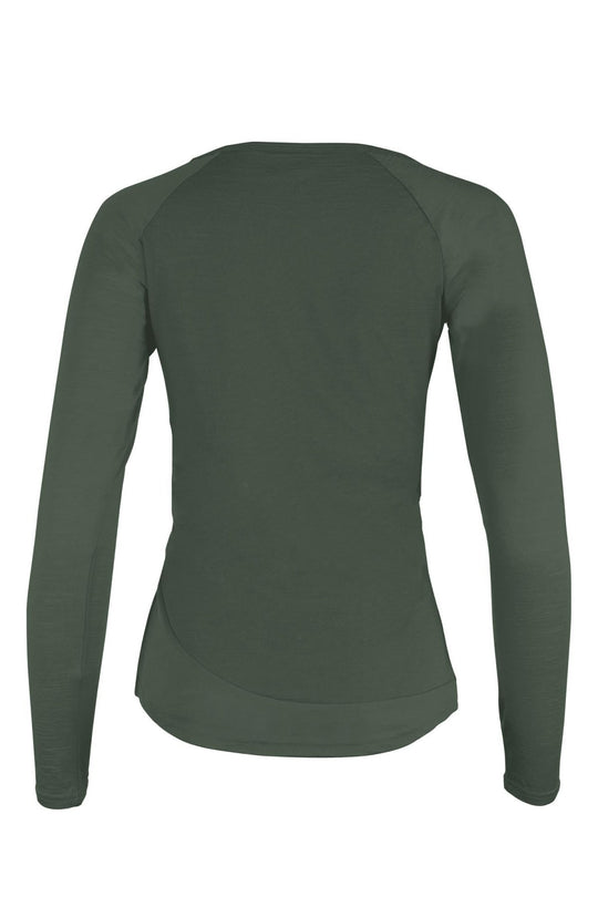 WoodWool Longsleeve Lady Chapel Bayberry Green back