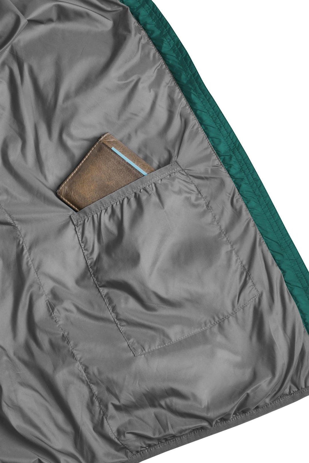 Refreshful Silkwool Jakce Herren Ocean Green - Grey Innentasche