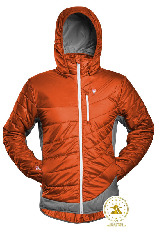 Odświeżająca kurtka z jedwabiu i wełny | Męska | Tiger Orange-Grey