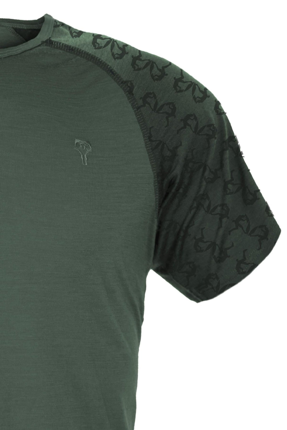 WoodWool T-shirt Mr. Sulu Boulder Bayberry Green Shoulder