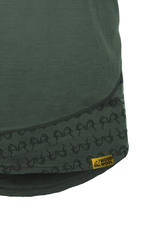 WoodWool T-shirt Mr. Sulu Boulder Bayberry Green Logo