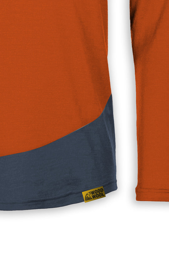 WoodWool Longsleeve Mr. Picard | Tiger Orange - Ocean Cavern