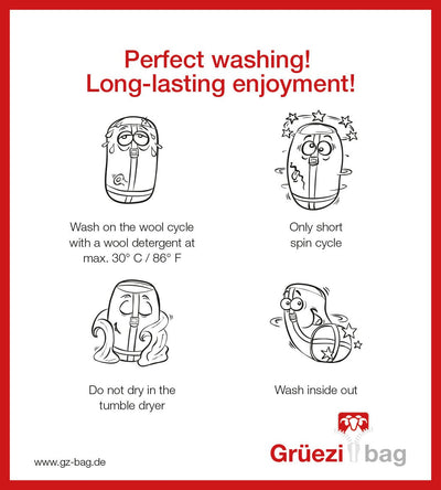 Grüezi bag Kinderschlafsack Biopod Wolle Kids World Traveller Holly Green - Washing instructions english