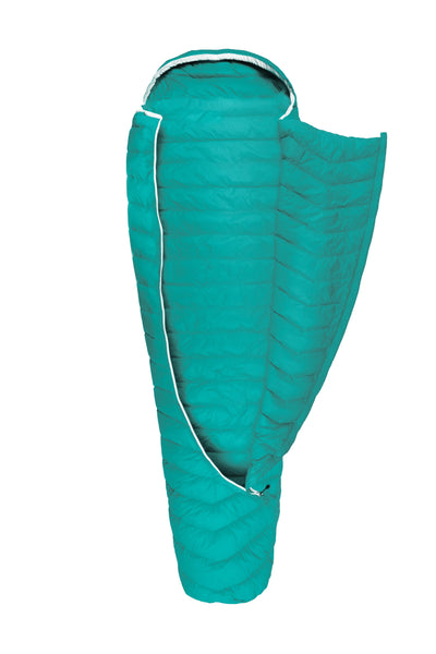 Grüezi bag Mumienschlafsack Biopod DownWool Extreme Light 175 aufgeschlagen