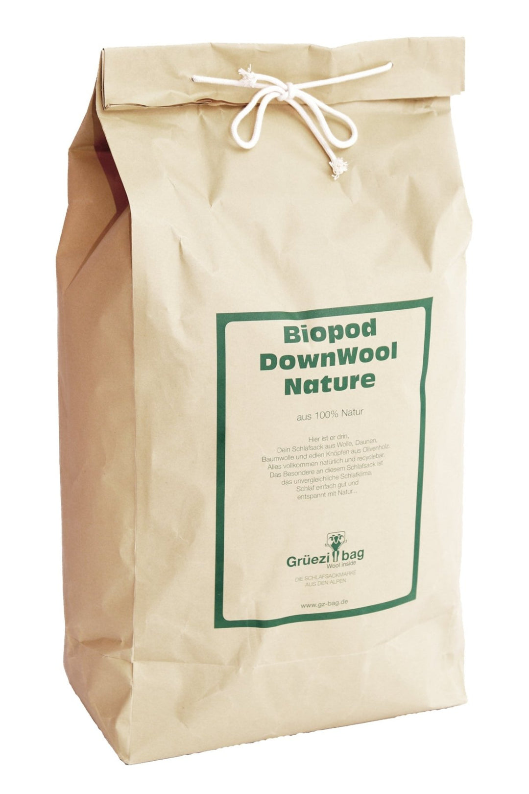 Grüezi bag Naturschlafsack Biopod DownWool Nature - Papierverpackung ohne Plastik