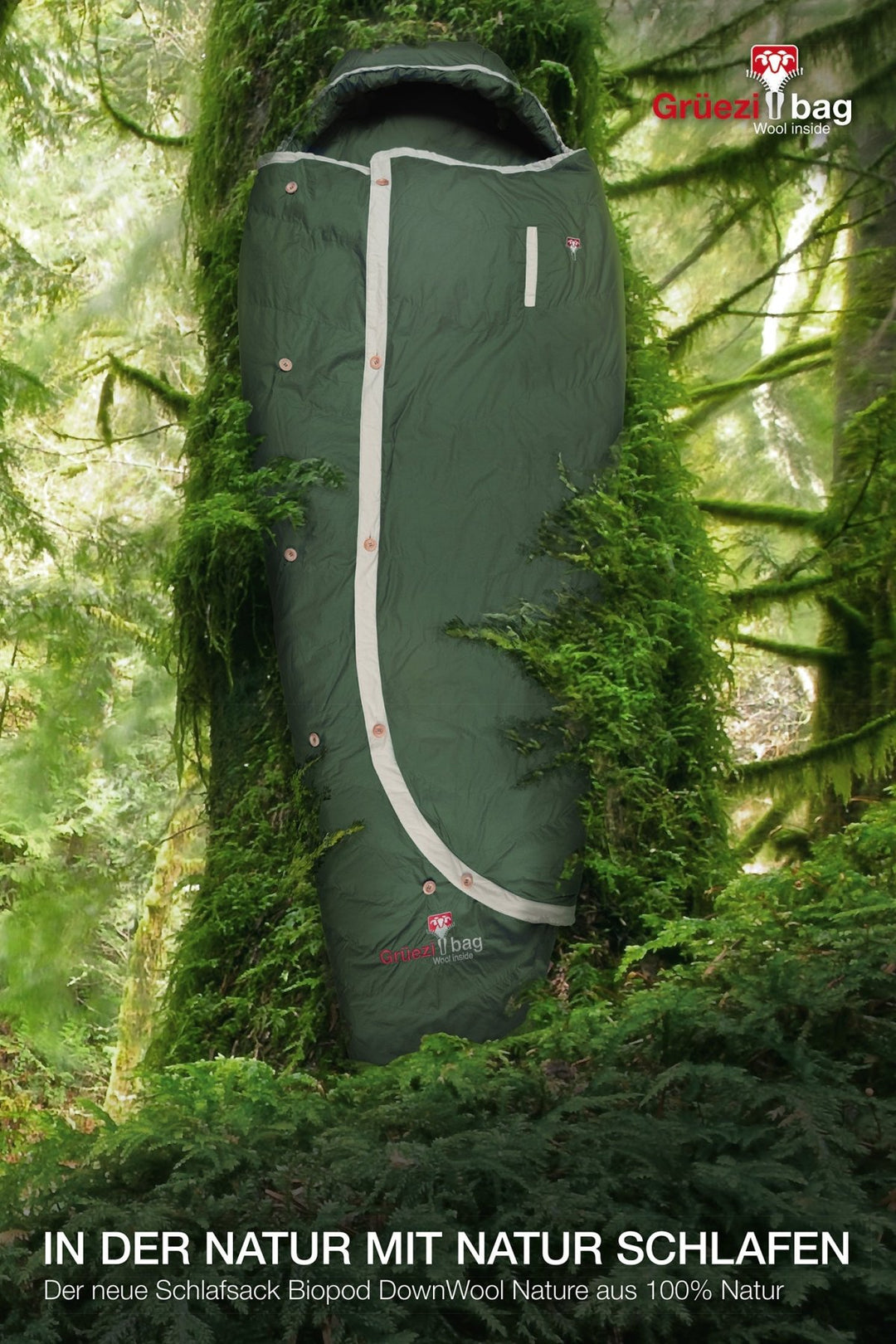 Schlafsack Grüezi bag Biopod DownWool Nature - In der Natur mit Natur schlafen