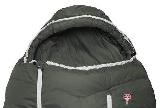 Grüezi bag Mumienschlafsack Biopod DownWool Summer 185 - anpassbare Kapuze