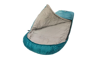 Grüezi bag Komfortschlafsack Biopod Wolle Goas Comfort - Schrägansicht aufgeschlagen