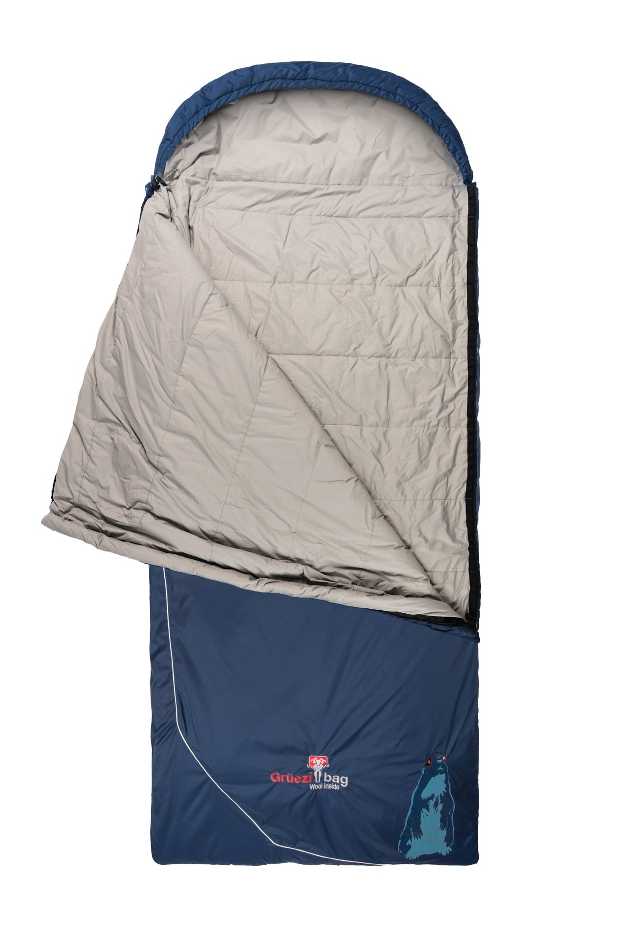 Grüezi bag Campingschlafsack Biopod Wolle Murmeltier Comfort XXL - aufgeschlagen