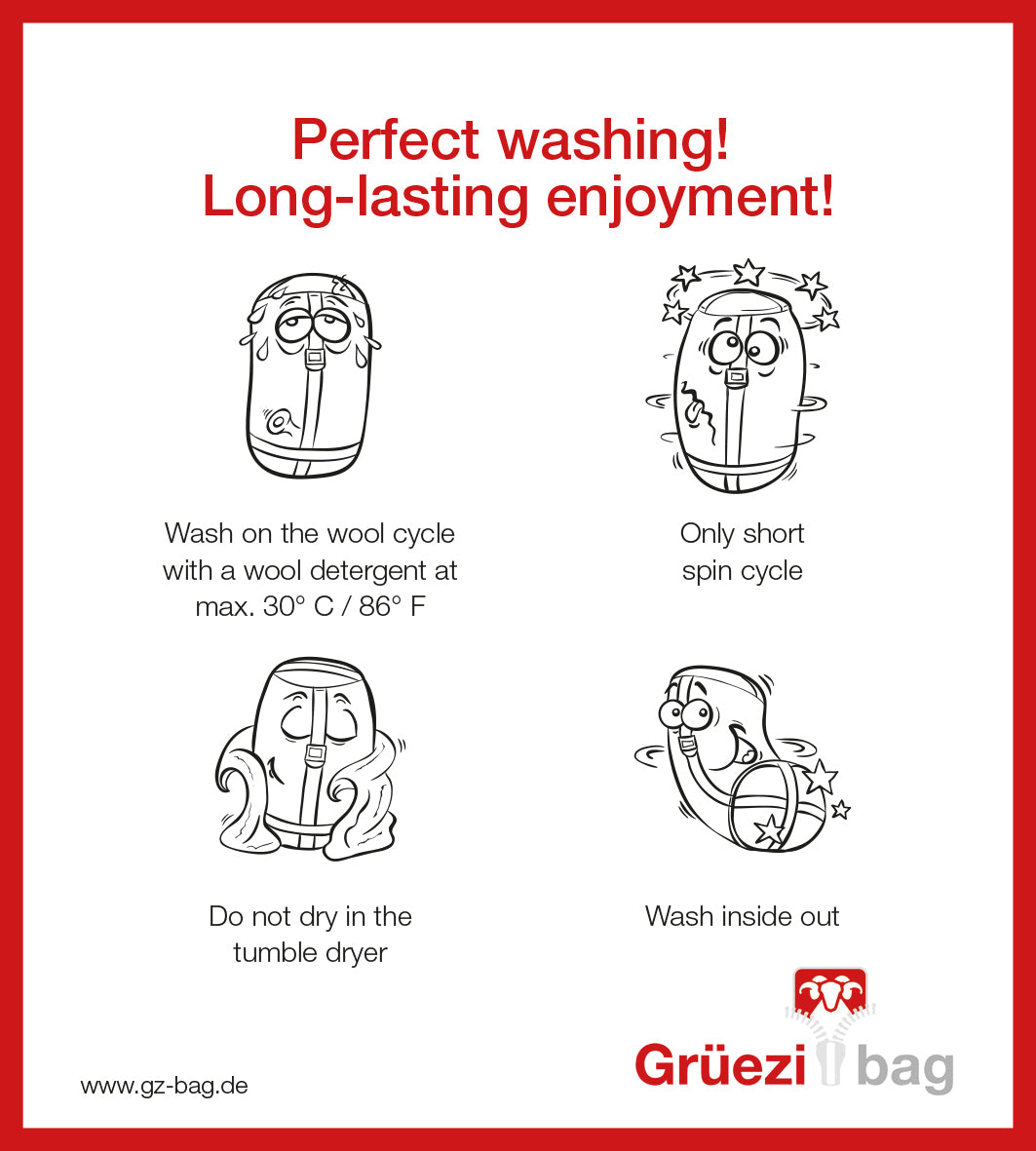 Grüezi bag Wollschlafsack Biopod Wolle Zero XL - Washing instructions english
